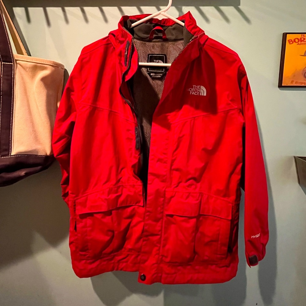 North Face rain jacket with hood.